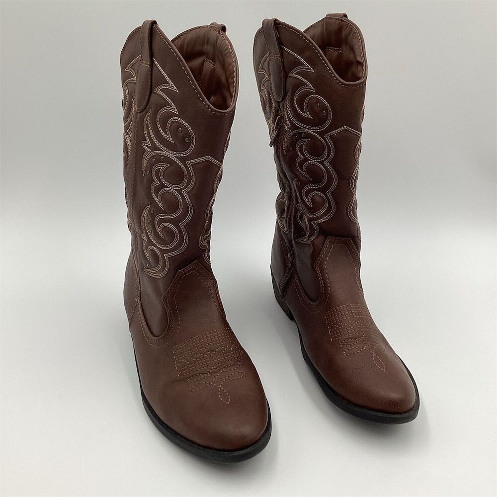 Cat & Jack Girls Western Cowgirl Boots Brown Size 4 Casual Embroidered‎